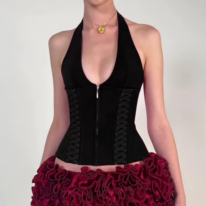Comme Jennie vente chaude sangle de cou taille gilet à glissière fille