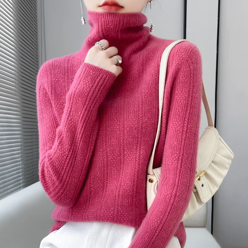 Pull en cachemire à col haut pour femme