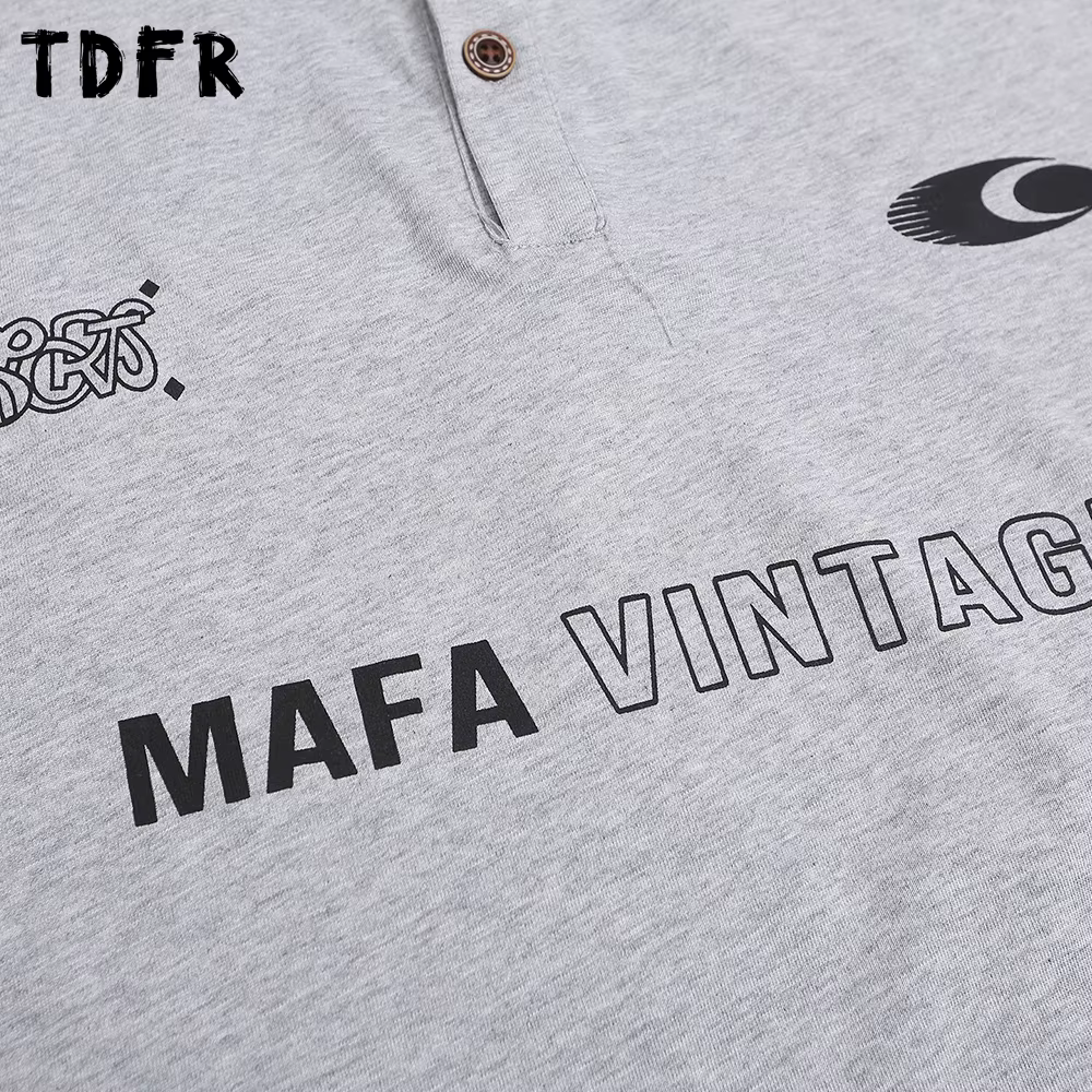 Lettre imprimer faux deux pièces polos hommes décontracté Streetwear été ample à manches courtes couverture en coton