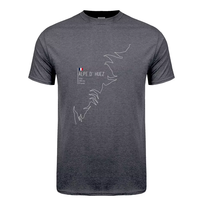 Alpe d Huez en France cyclisme t-shirt été hommes à manches courtes coton