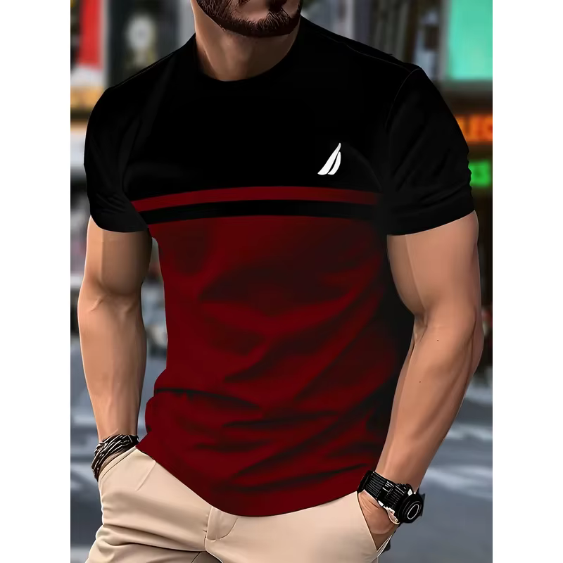 Nouveau T-shirt à col rond 3D pour hommes