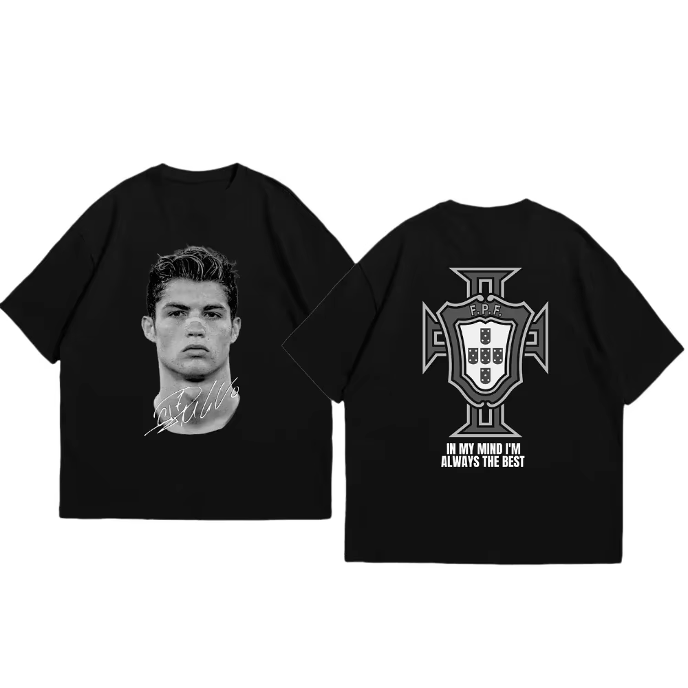 Cristiano Ronaldo football Superstar mode imprimé à manches courtes coton T-shirt hommes femmes porté Style américain été rétro tendance