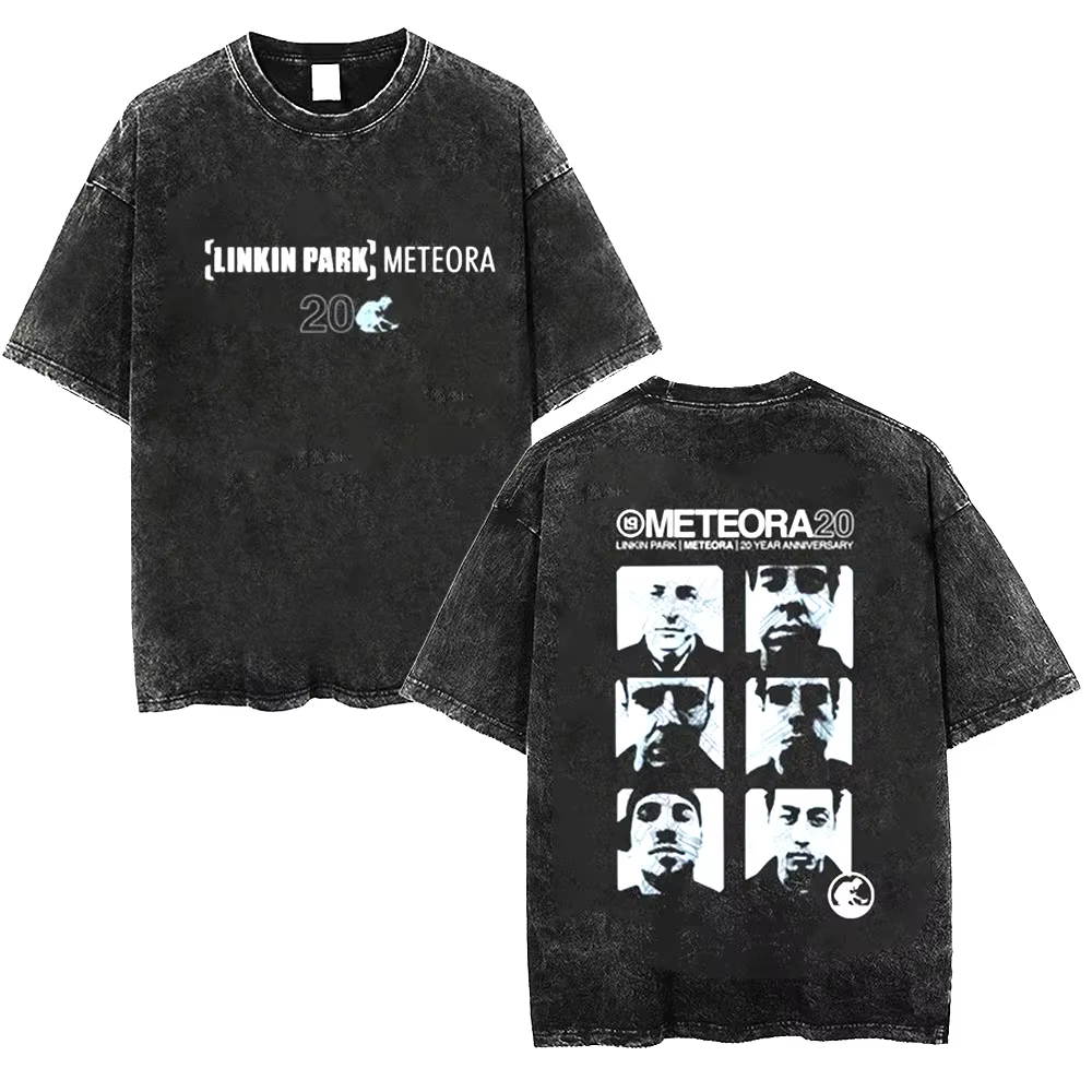 T-shirt délavé pour hommes Linkin Meteora 20e anniversaire Park
