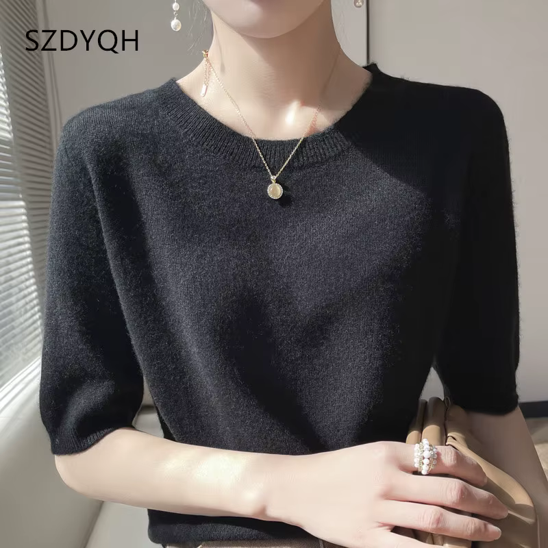 T-shirt à manches courtes et col rond pour femme
