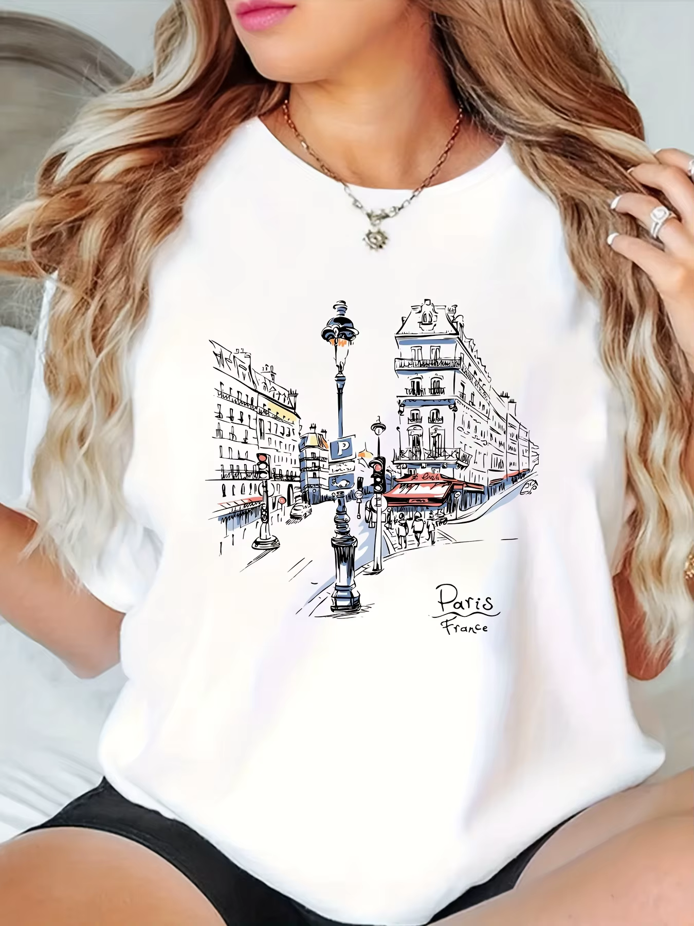 T-shirt imprimé Paris Street pour femmes