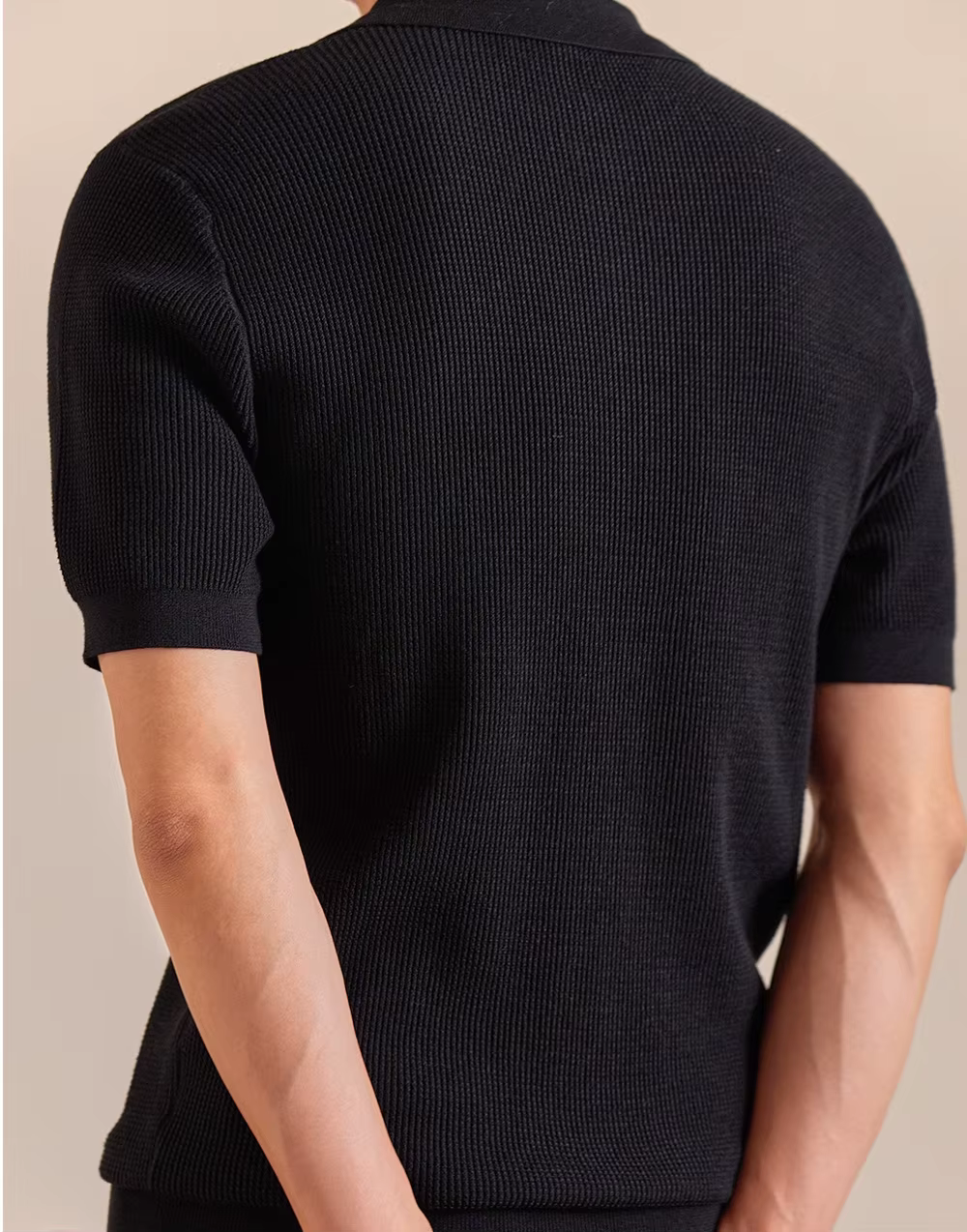 Lyocell mélange tricoté Polo hommes à manches courtes fermeture éclair revers décontracté demi
