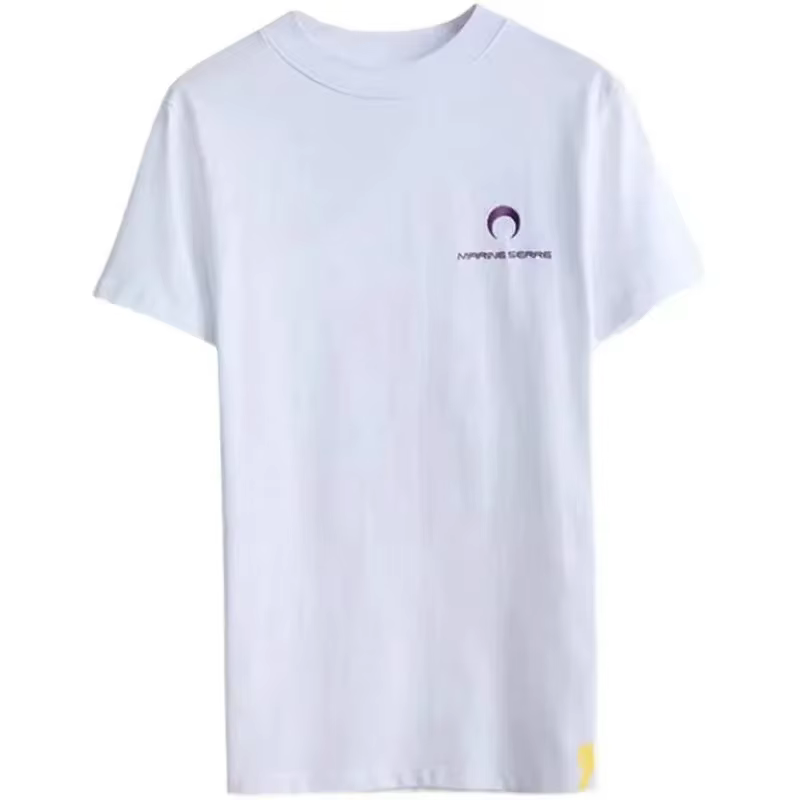 MarineEPRINCESS brodé demi-lune lettre unisexe T-Shirt col rond à la mode à manches courtes femmes haut tendance