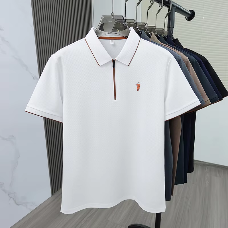 Polo brodé de luxe à manches courtes pour homme