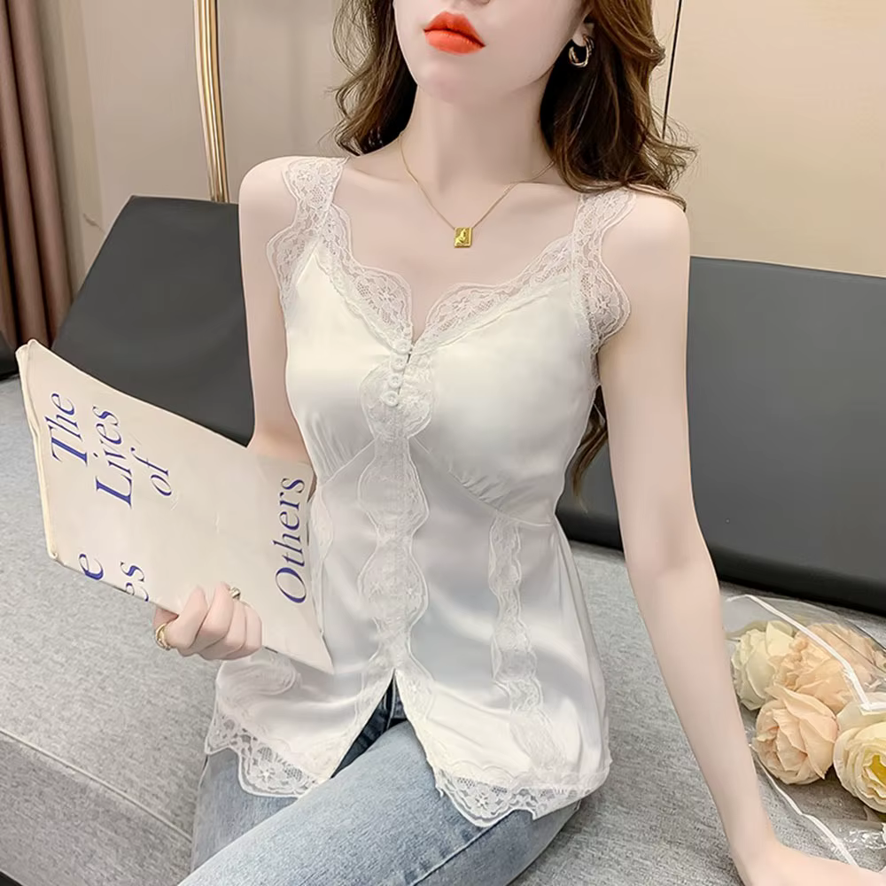 Camisole en dentelle à l'acide acétique pour femme