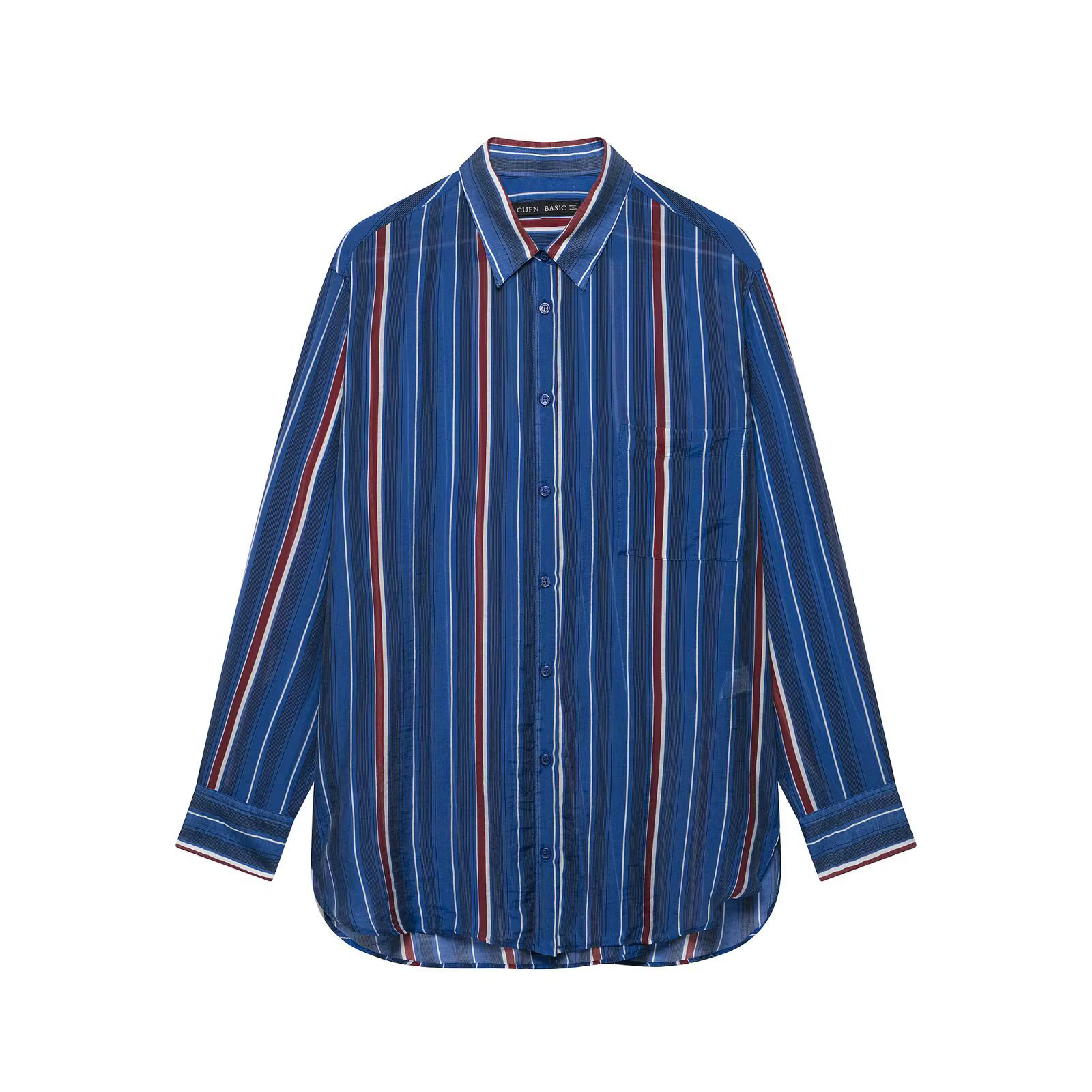 Chemise rayée ample à manches longues pour femme – Nouvelle collection printemps – Confortable et décontractée en fibre de polyester – Style basique pour le quotidien et la mode