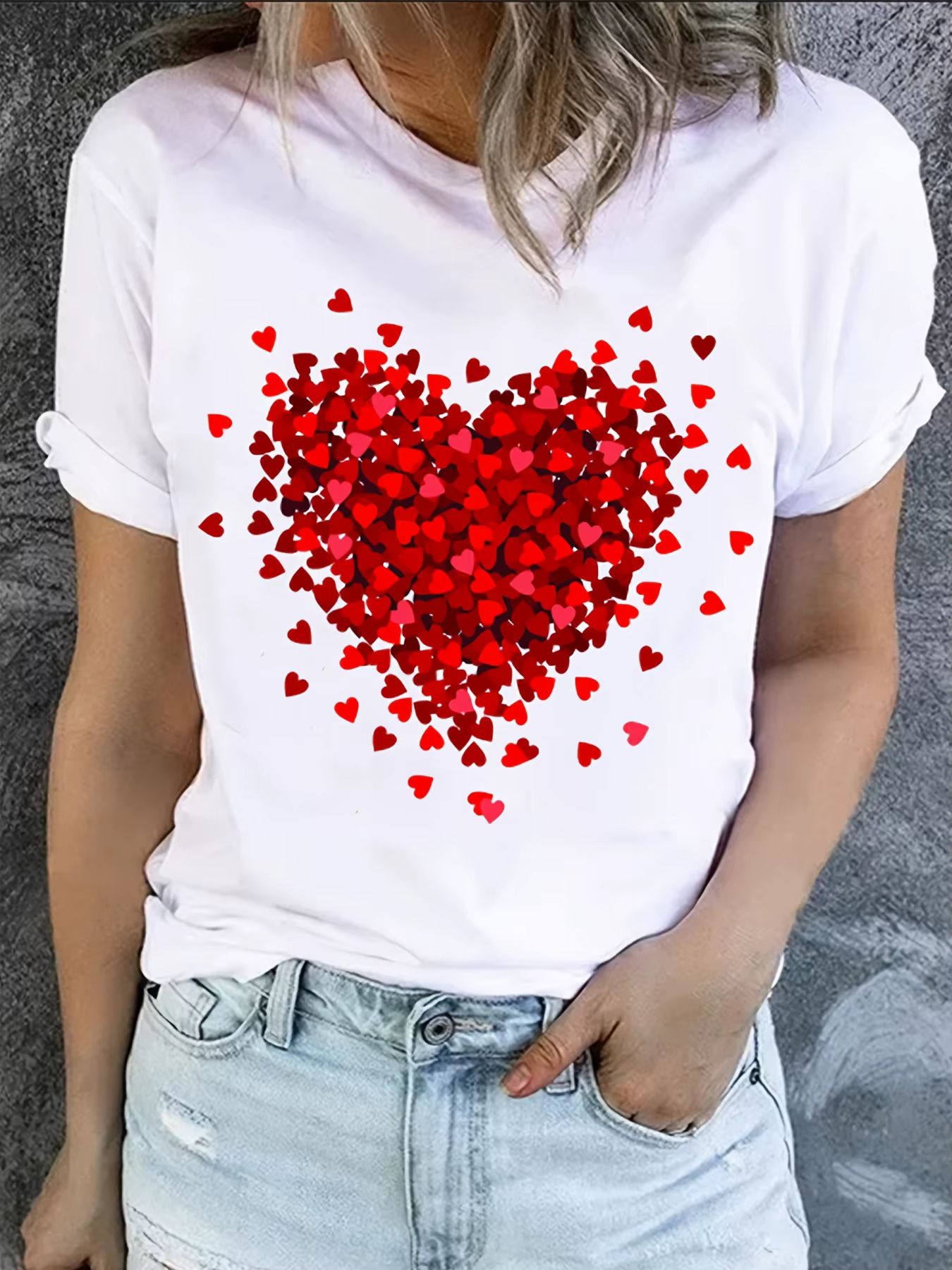 T-Shirt imprimé cœur pour cadeaux de saint-valentin