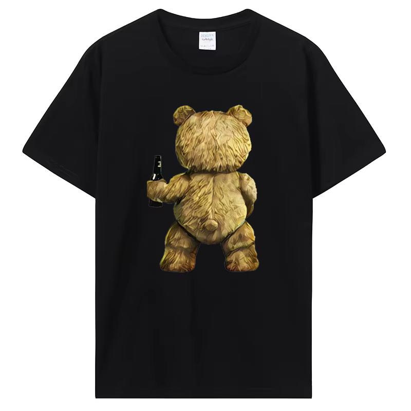 T-shirt imprimé ours en peluche à manches courtes pour hommes et femmes