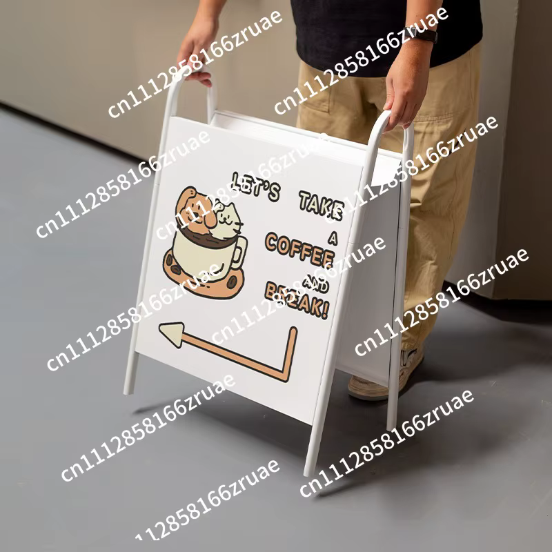 Support d'affichage vertical pour panneau publicitaire à placer à la porte, panneaux de signalisation créatifs pour le rangement, panneaux métalliques mobiles sur pied pour l'extérieur dans les cafés