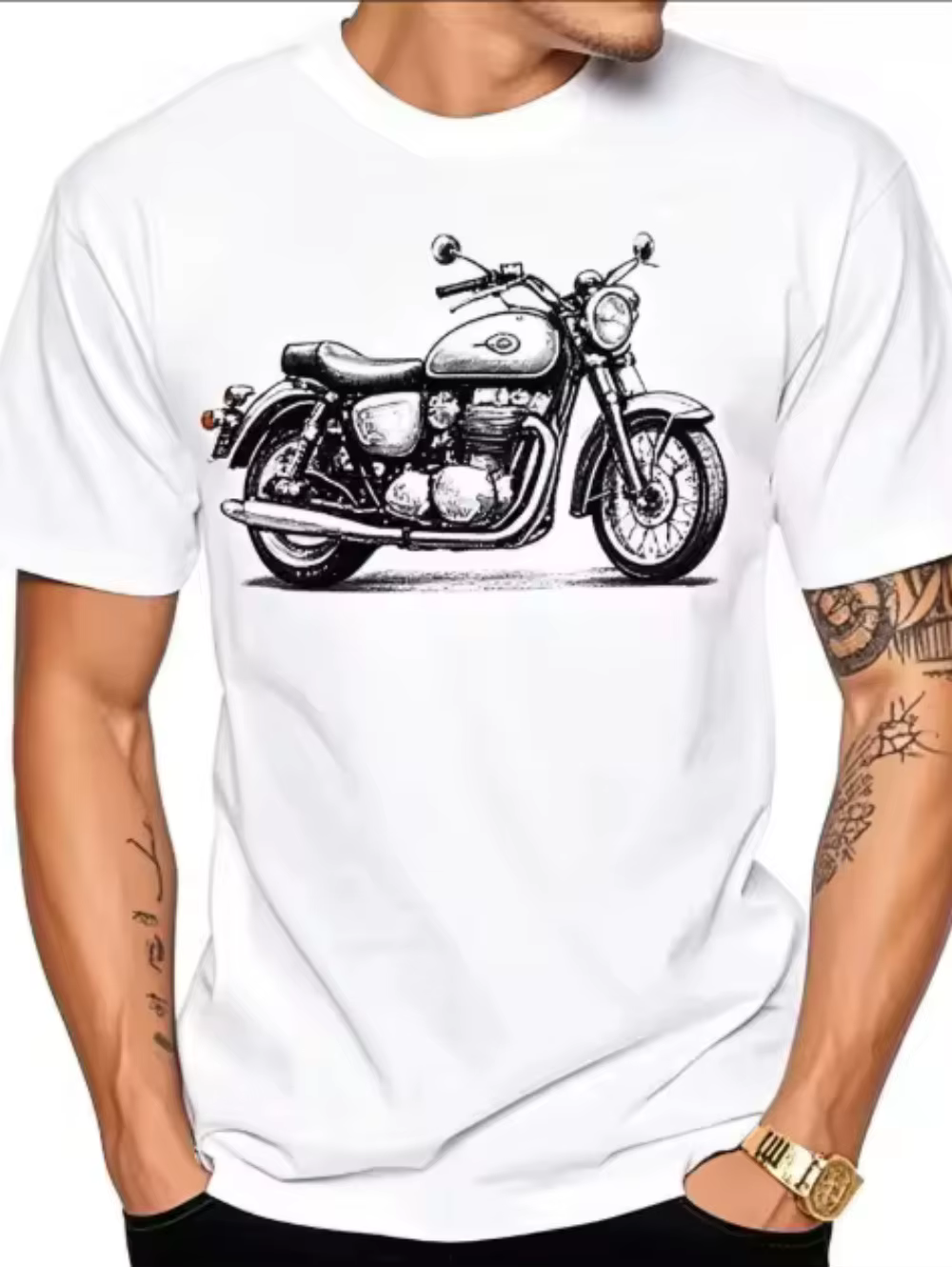 T-shirts pour hommes vintage à imprimé moto