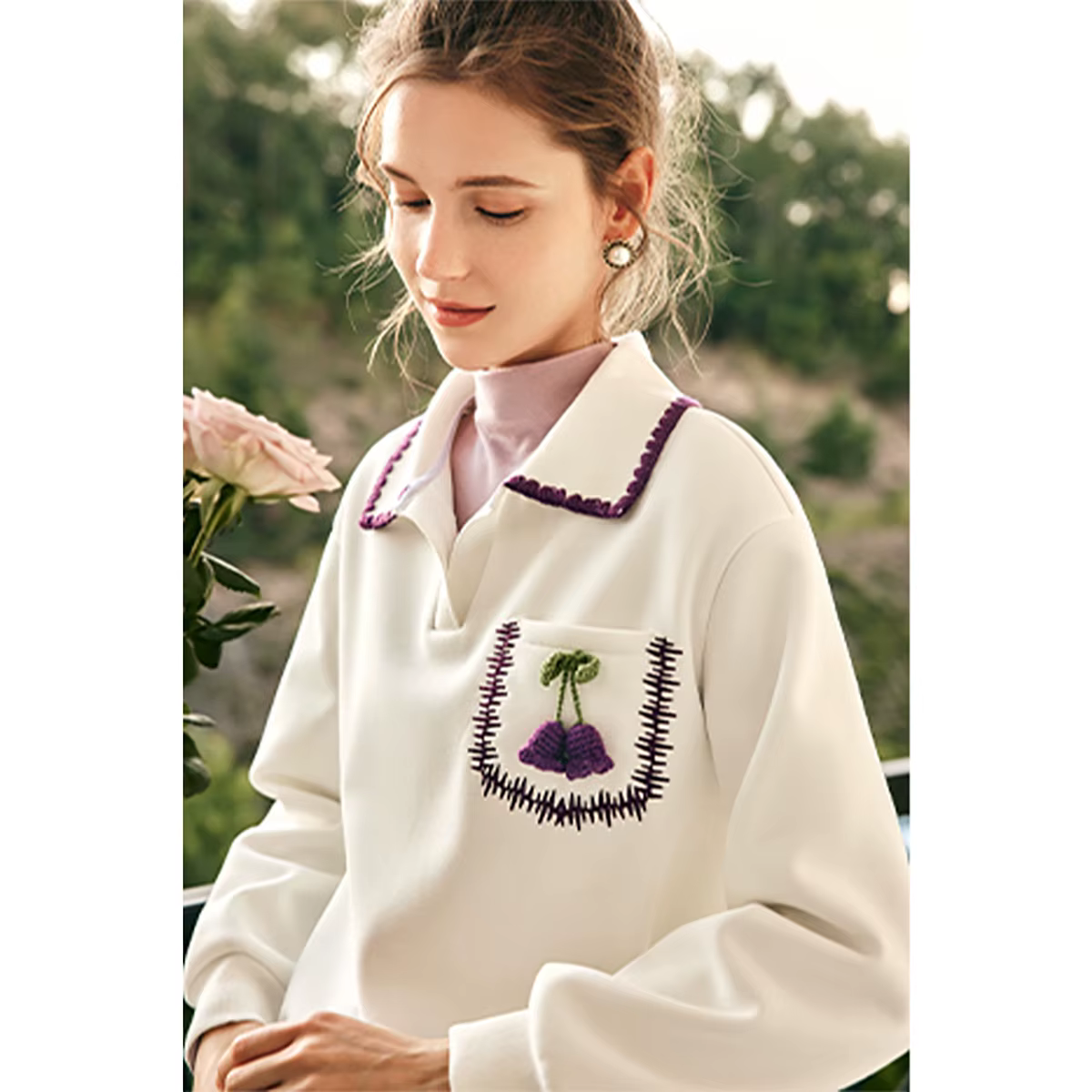 OLrain Pulls à col polo français pour femme