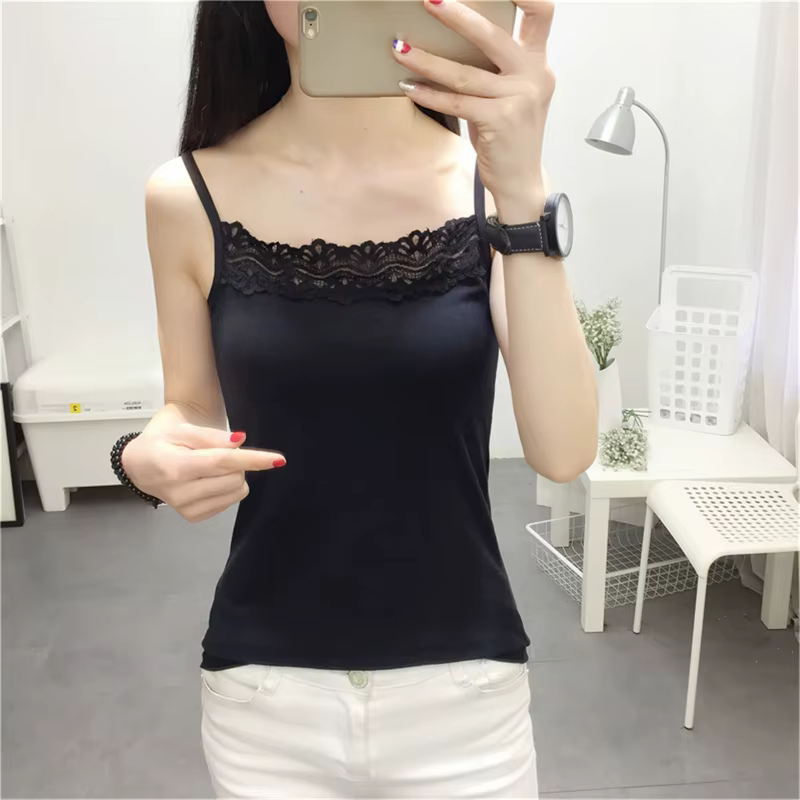 Camisole pour femmes, bretelles Spaghetti pour débardeur d'été en dentelle
