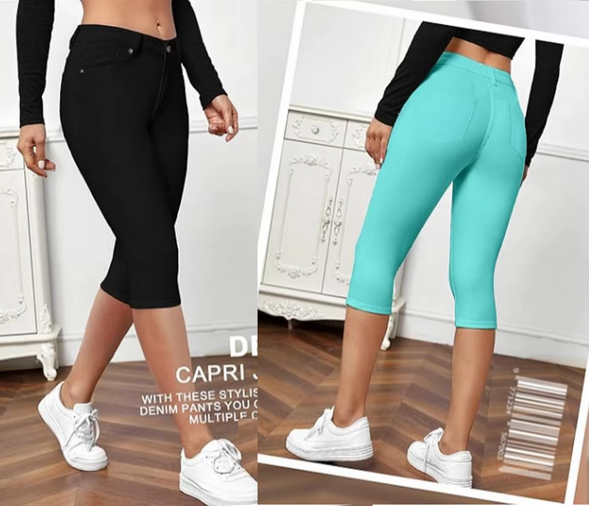 Jean court Capri en Denim pour femmes