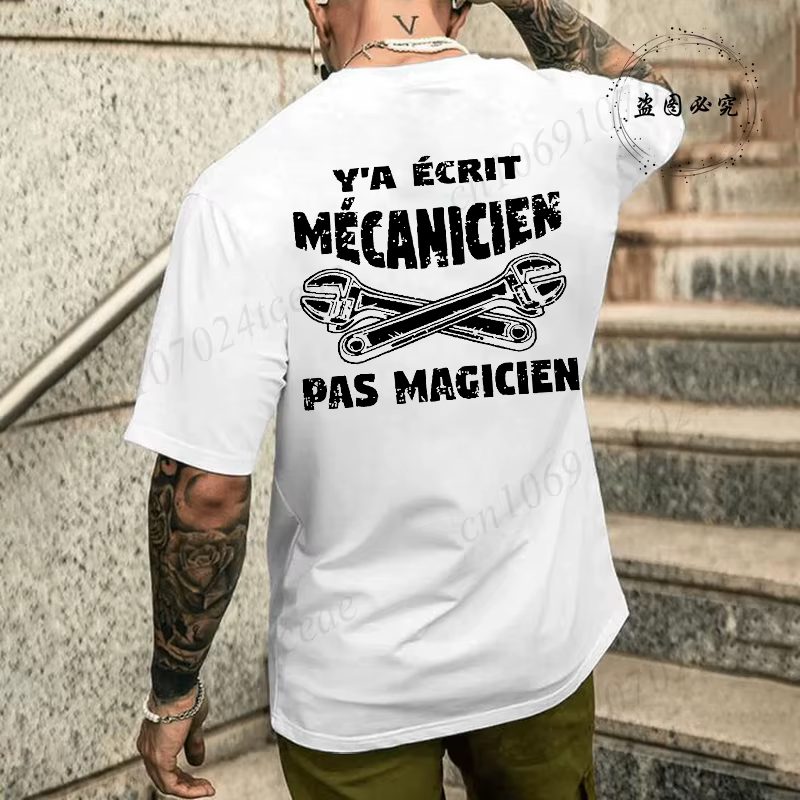 T-shirt d'été pour homme avec impression amusante de mécanicien