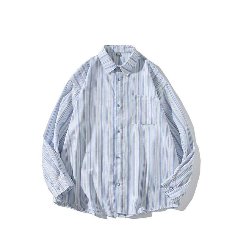 Chemise à manches longues rayée à boutons