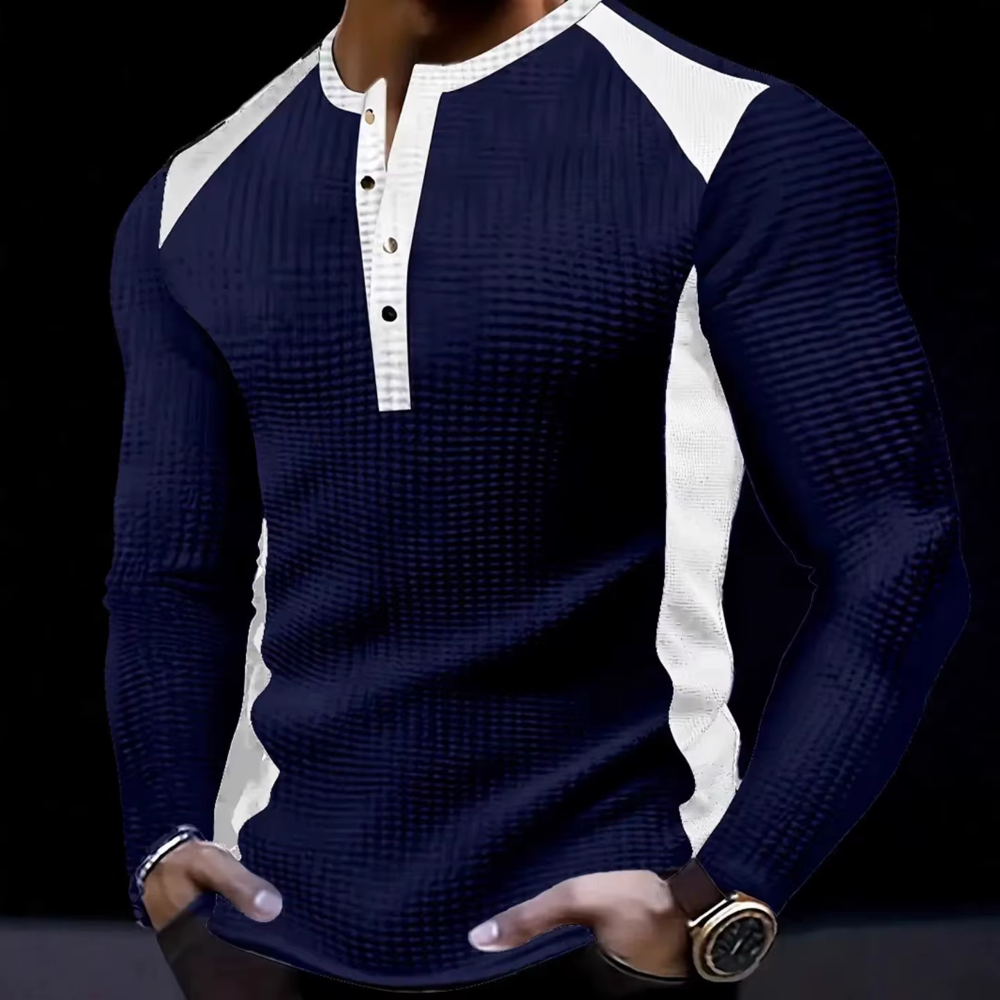 T-shirt à manches longues et col haut pour hommes