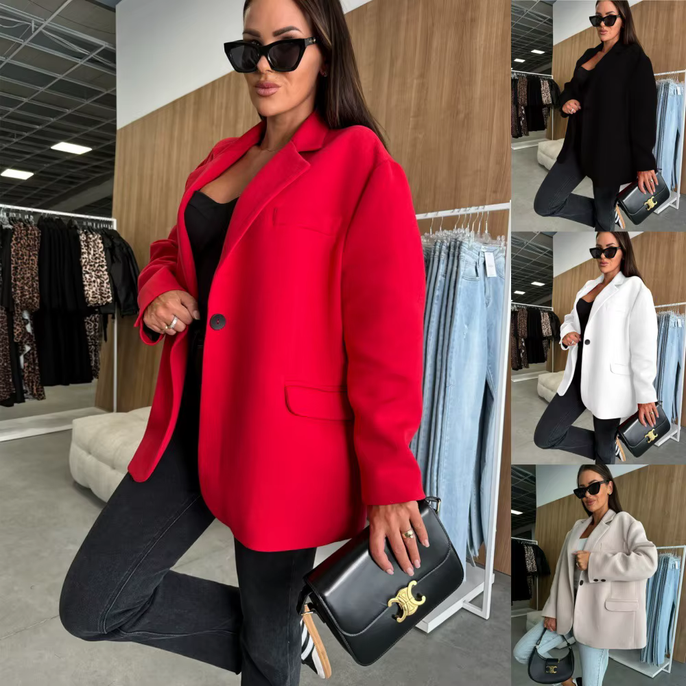 Blazer oversize à simple boutonnage avec revers crantés