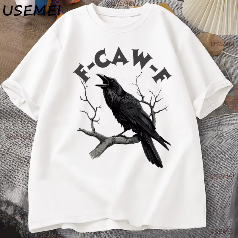 F Caw drôle corbeau T-shirt hommes femmes Humor désengré Animal T-shirt en vrac Vintage graphique t-shirts coton confortable mâle vêtements