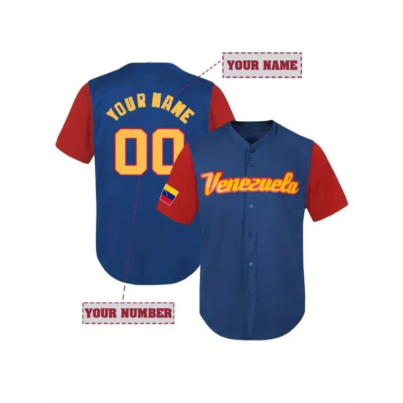 T-shirt de baseball Venezuela personnalisé pour hommes et femmes