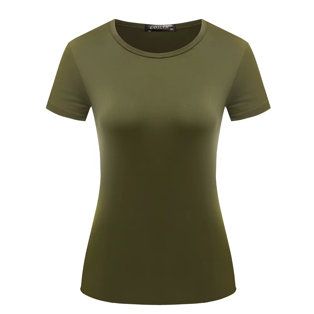 Femmes manches courtes T-shirt chemise à bascule col rond