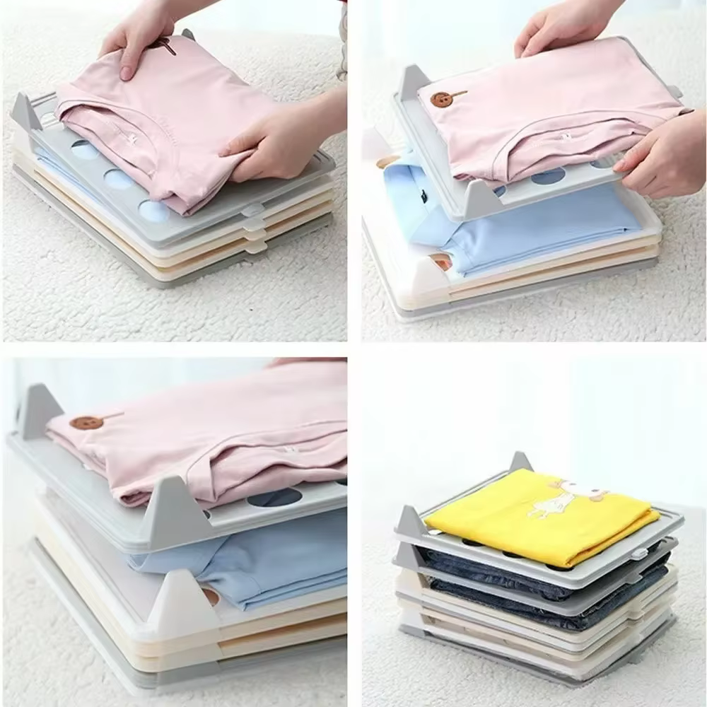 Planche de rangement pour chemises, 20 pièces, organisateur de T-shirts empilable, planche à vêtements pliante, rangement de vêtements Portable multifonctionnel avec poignée