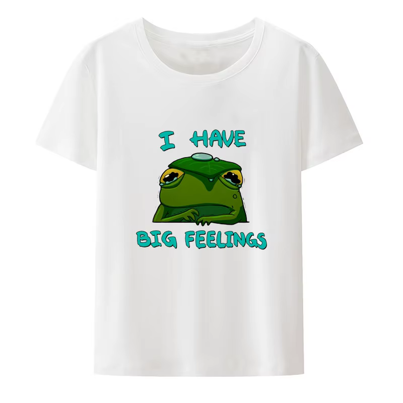 J'ai des grandes sentiments grenouille impression T-shirt Harajuku col rond Punk nouveau Style respirant Anime Humor