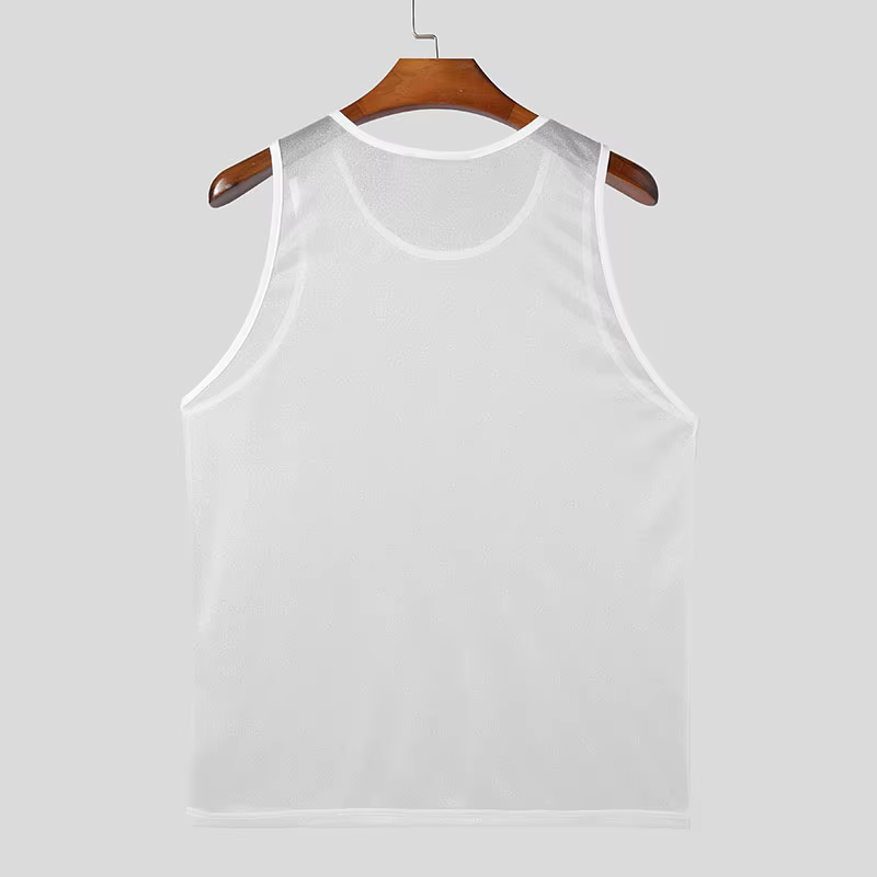 Débardeur transparent en tricot de luxe pour hommes