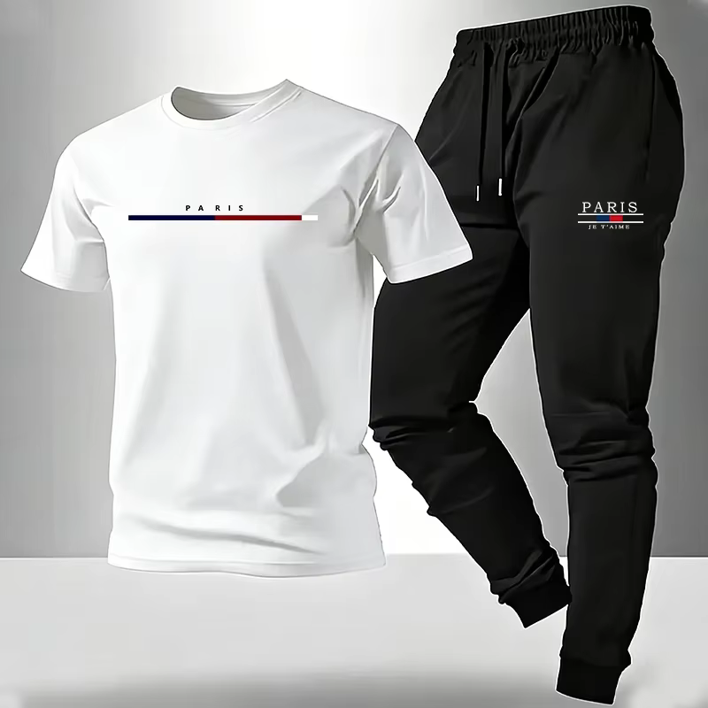Ensemble homme T-shirt et pantalon de survêtement imprimé Paris