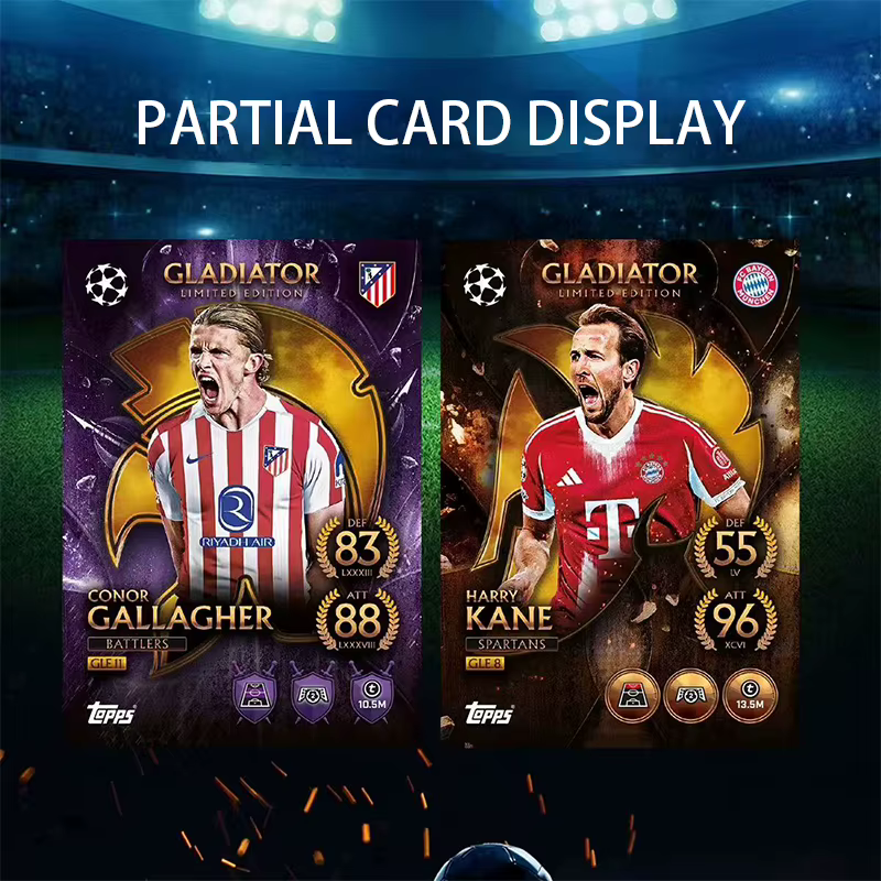 Cartes de collection de stars de football UEFA Champions League 2025-26 European War Topps Match Attax, grande boîte en fer