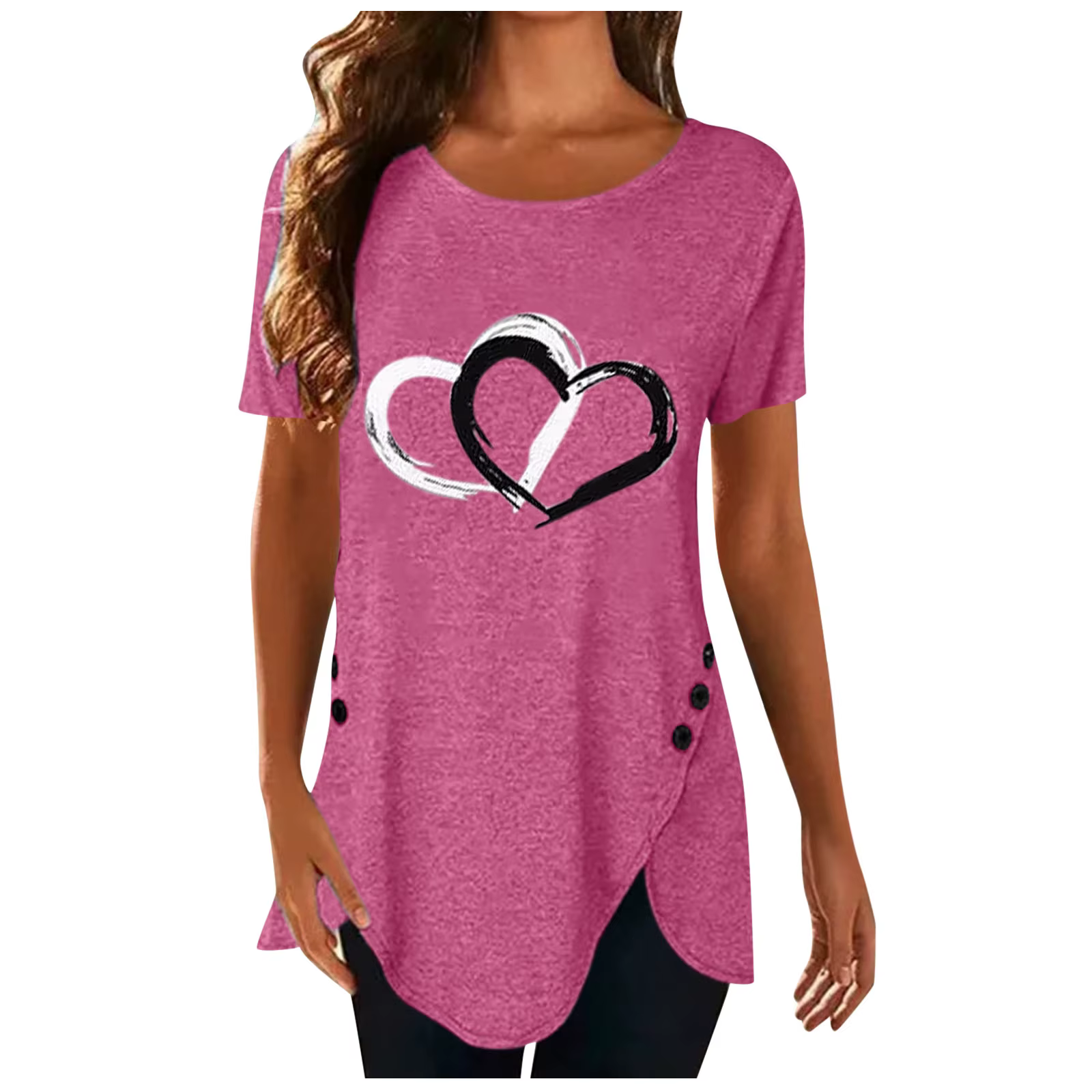 T-shirt mode grande taille hauts femmes décontracté col rond chemise t-shirts dames ample imprimé fleuri tunique