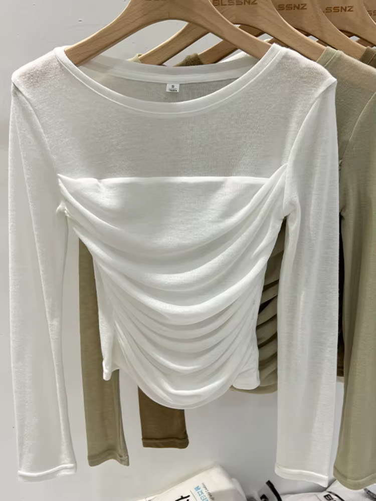 T-shirt élégant et sexy à col rond en dentelle noire 2026 pour femme