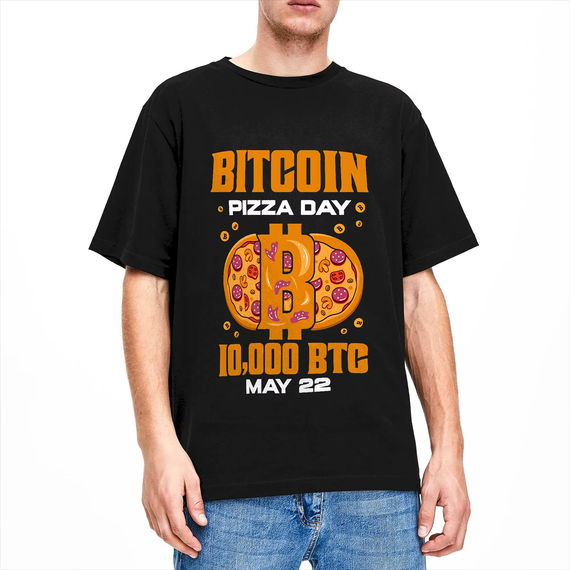 T-shirt Bitcoin BTC en coton pour hommes, t-shirt décontracté à manches courtes, Y2K Fun Tops