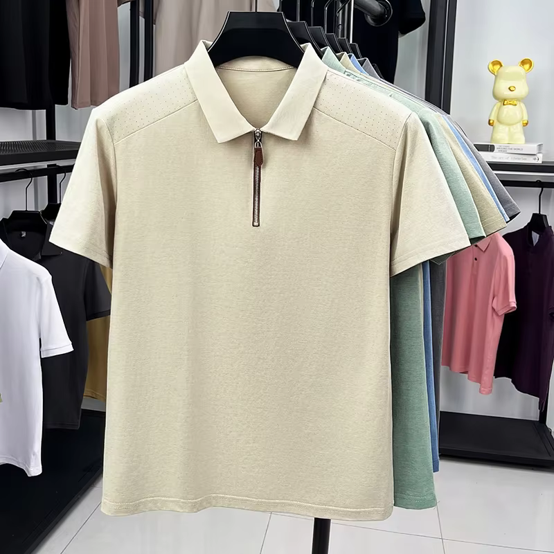 Polo pour homme à col demi-zip
