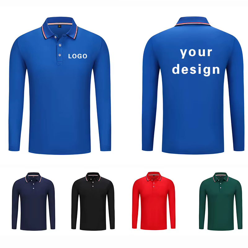 Polo en polyester à manches longues pour hommes et femmes
