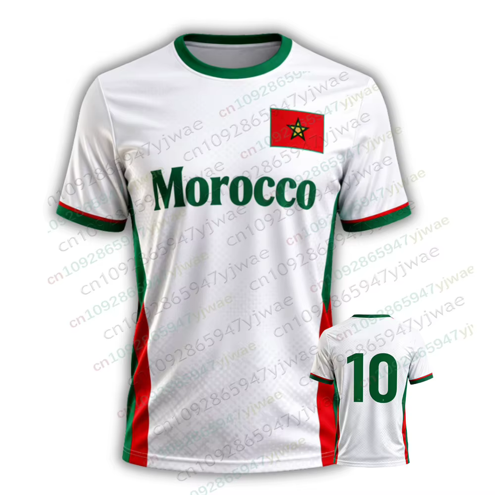 Maillot de football du Maroc pour hommes, femmes et jeunes fans – T-shirt respirant tendance streetwear pour l'été