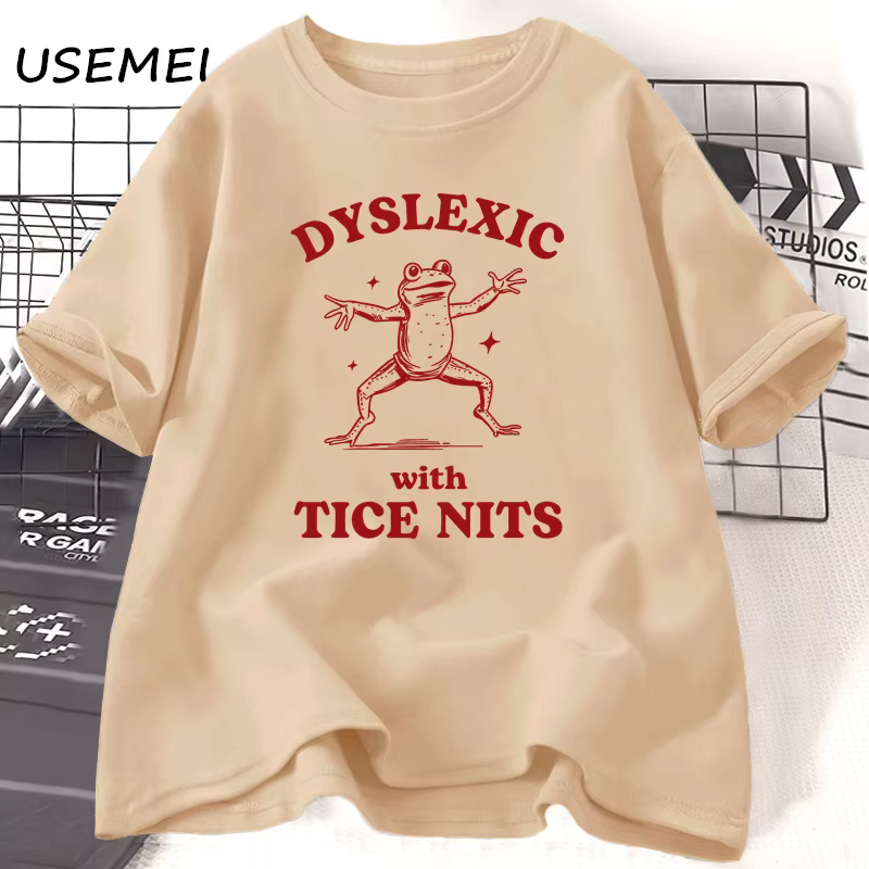 Dyslexique avec Tice Nits t-shirs femmes hommes drôle grenouille t-shirt muet idiot Meme graphique t-shirts coton Csual à manches courtes vêtements