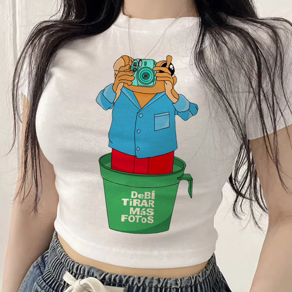 Bad Bunny crop top streetwear féminin vintage scene grunge t-shirt japonais drôle alternatif cutecore