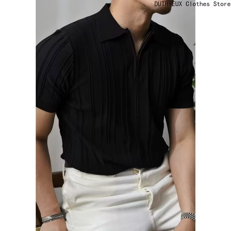 【2025 Vêtements d'été légers de luxe pour hommes】 Polo à fermeture éclair