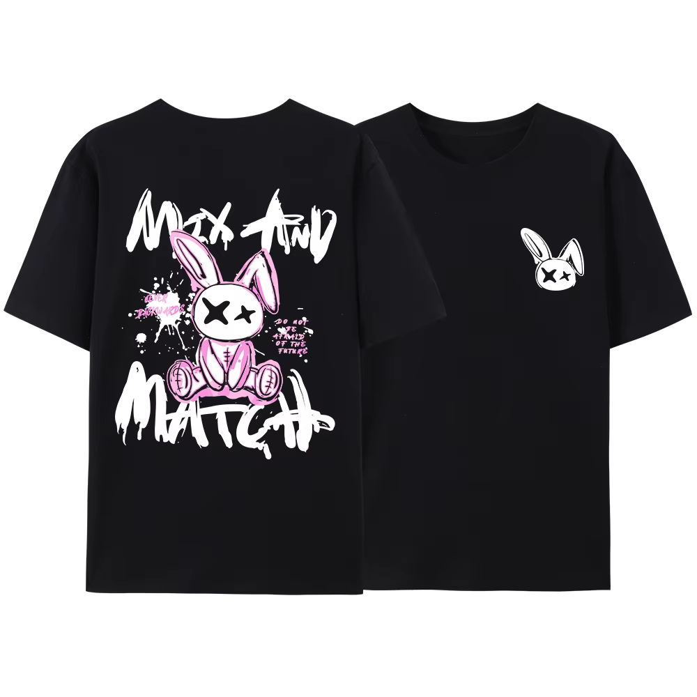 Rose Ragdoll lapin Harajuku imprimé T-Shirt hommes ample surdimensionné vêtements Hip Hop décontracté à manches courtes