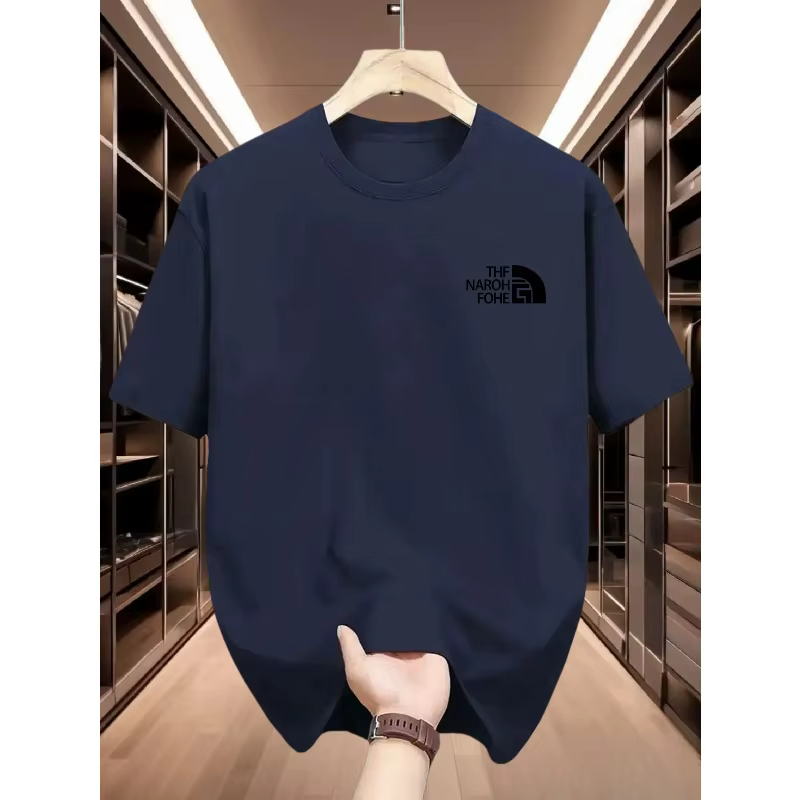 T-shirt à manches courtes et col rond pour hommes, T-shirt polyvalent et décontracté, imprimé, doux et tendance
