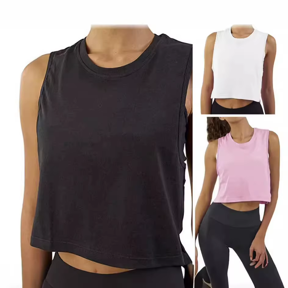 T-shirt de yoga en coton à manches courtes pour femmes