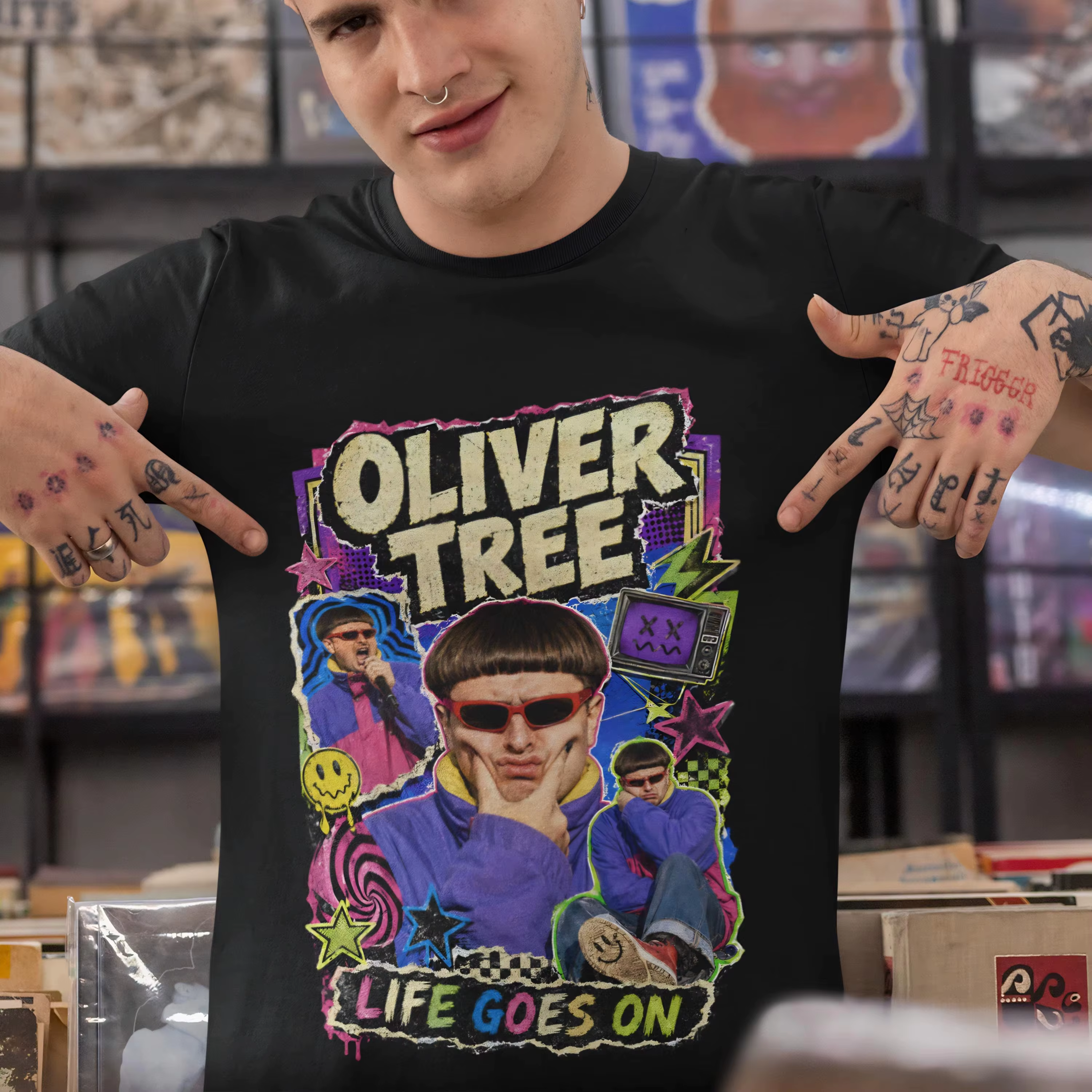 T-shirt Singer Oliver Tree Life Goes on 2026 pour hommes et femmes