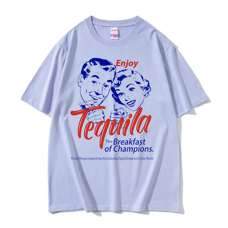 Profitez de Tequila le petit déjeuner des champions drôle Meme t-shirts hommes femmes décontracté mode haute qualité surdimensionné T-shirt streetwear