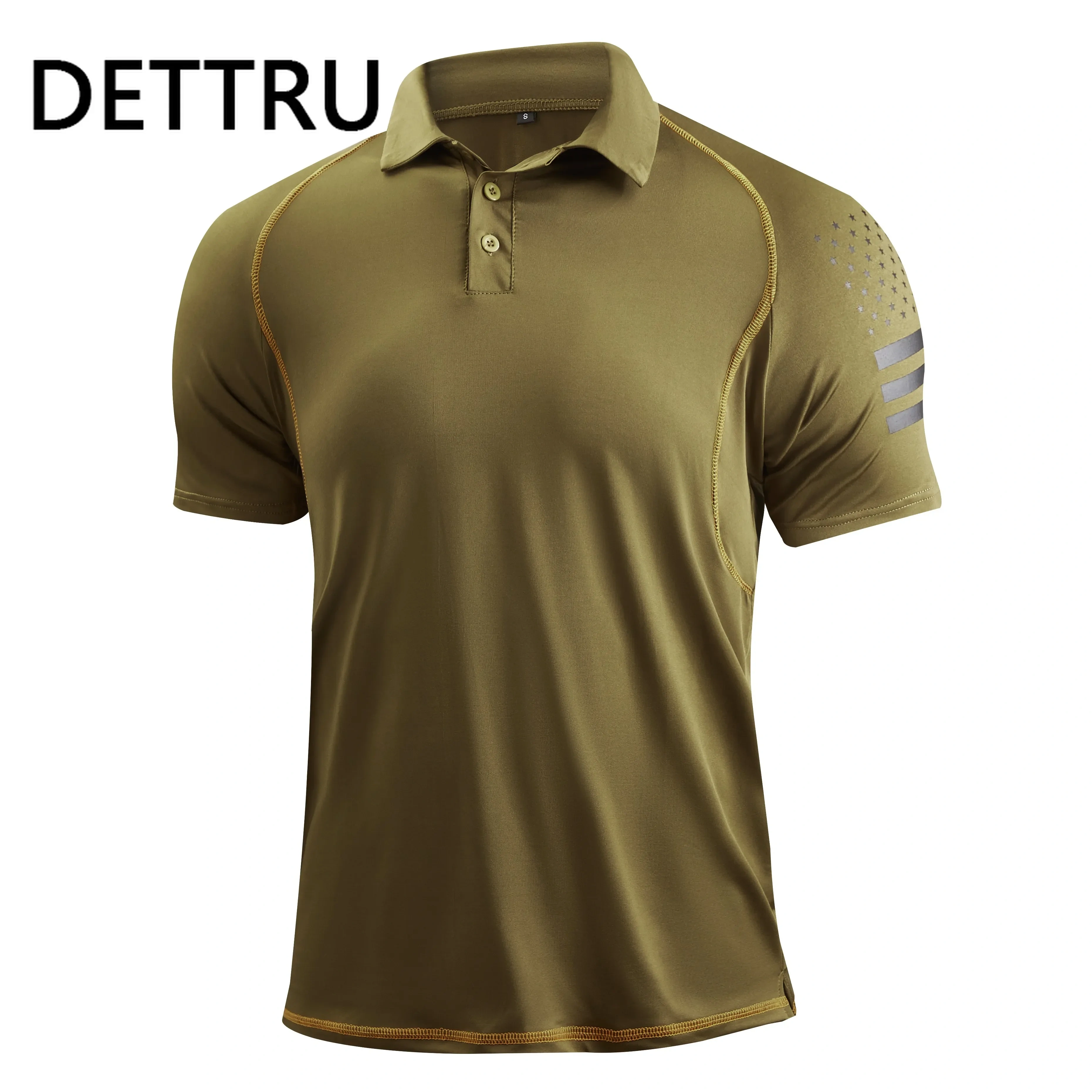 DETTRU T-shirts pour hommes Activités de plein air d'été Sports tactiques Col polo Sweat-shirts à bascule
