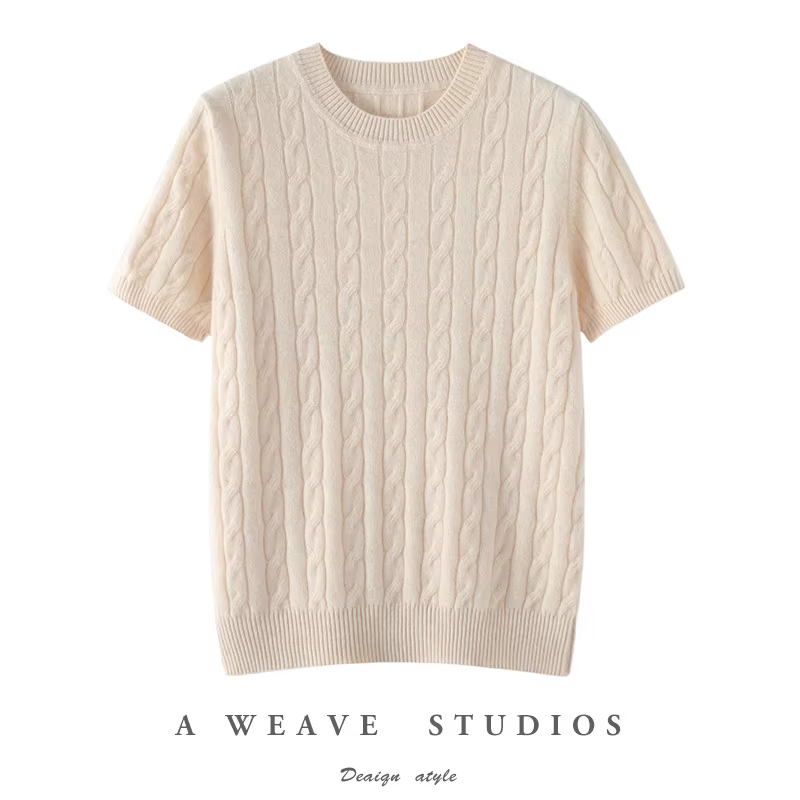Pull à manches courtes et col rond pour femme