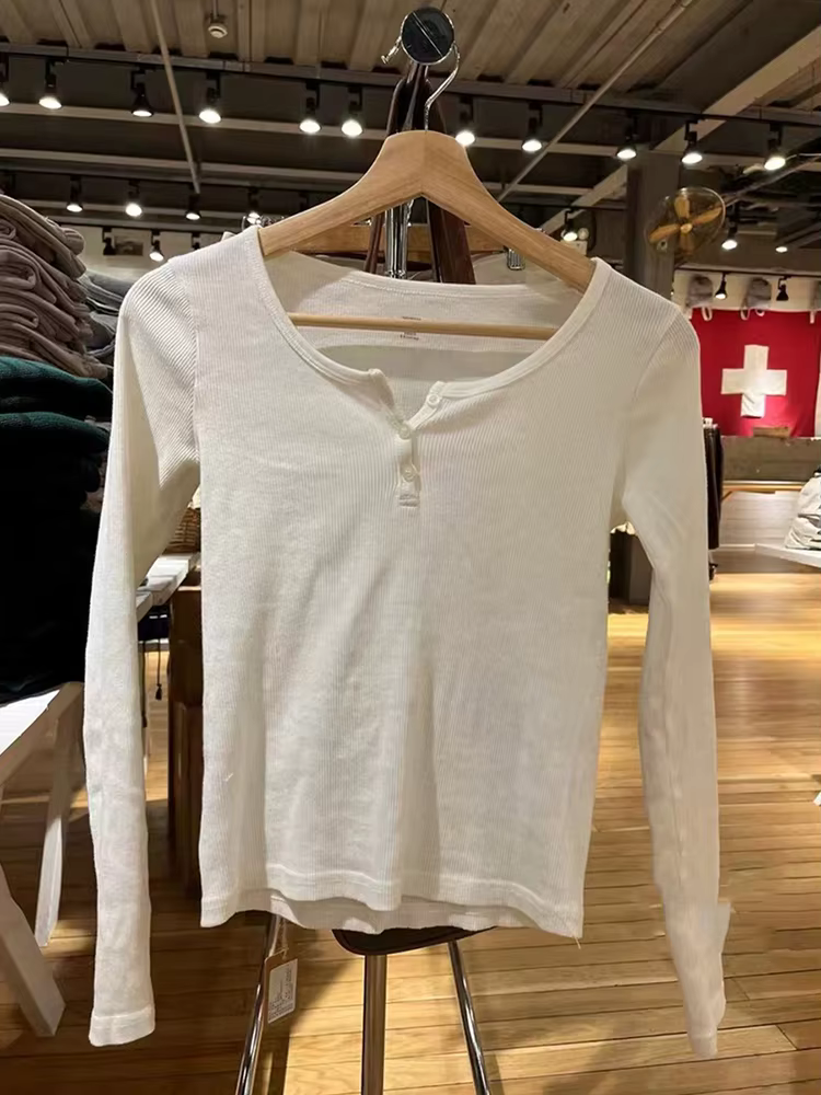 T-shirt manches longues col rond femme